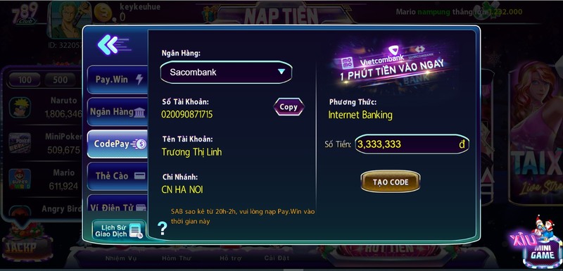 Nạp code 789 Club