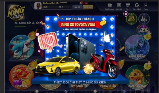 King Fun Giftcode - Chơi game đổi thưởng cực đã, nhận thưởng cực hay
