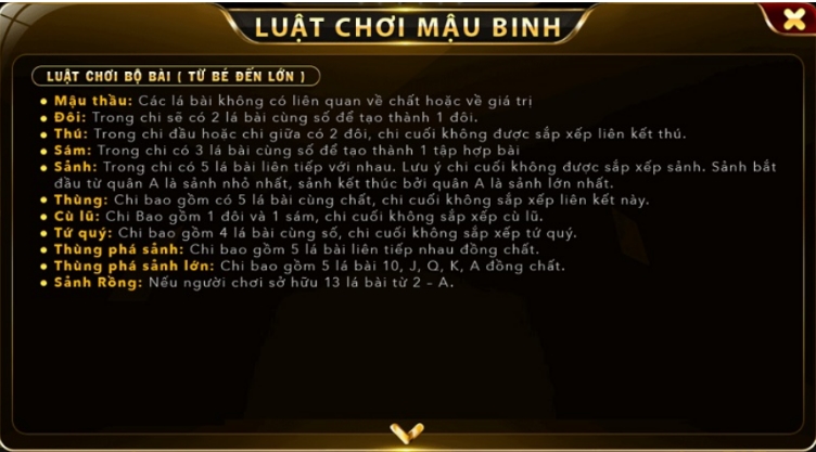 Hướng dẫn luật chơi game bài Mậu Binh Go88 chính xác nhất